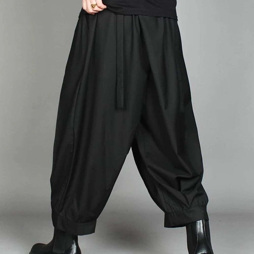 Pantalon Sarouel Japonais Plissé Noir