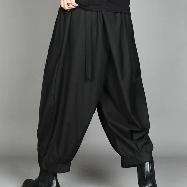 Pantalon Sarouel Japonais Plissé Noir