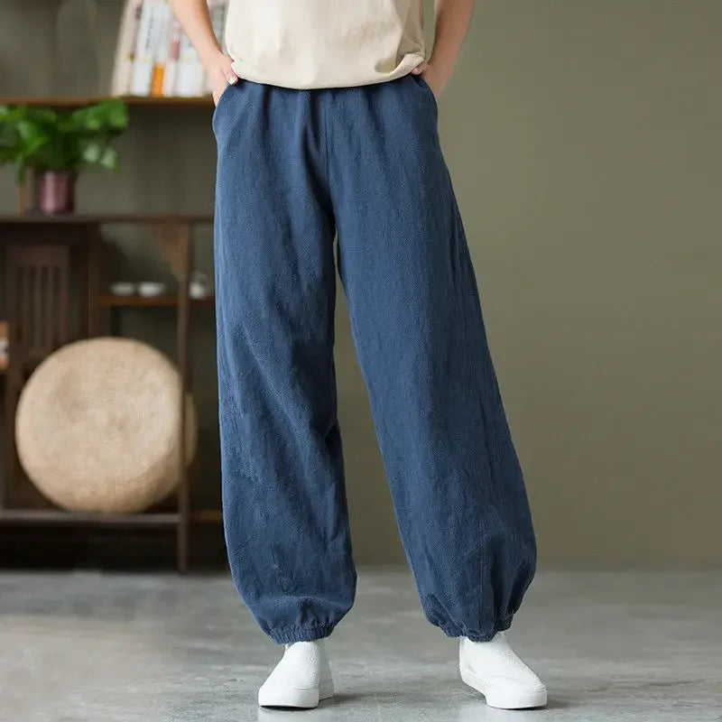 Pantalon Sarouel Vintage Femme bleu