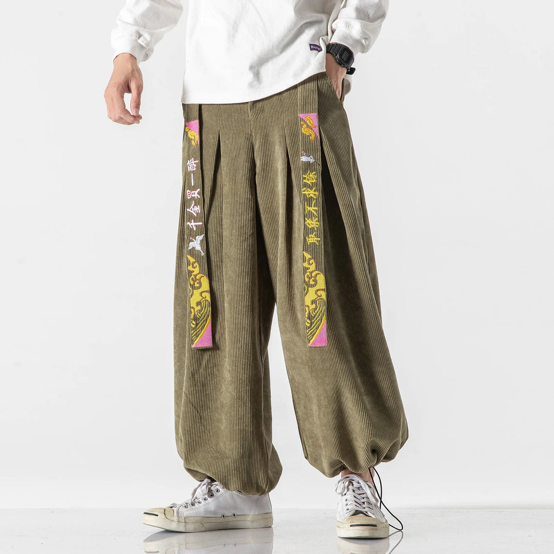 Pantalon Sarouel en Velours Côtelé Unique