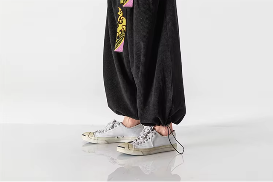 Pantalon Sarouel en Velours Côtelé élastique
