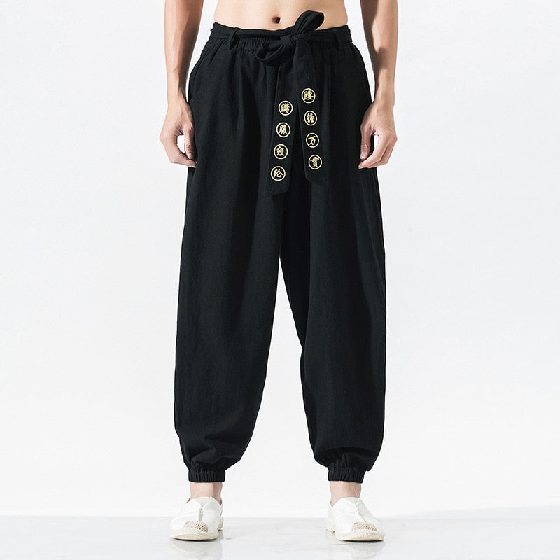 Pantalon Style Japonais Homme Noir