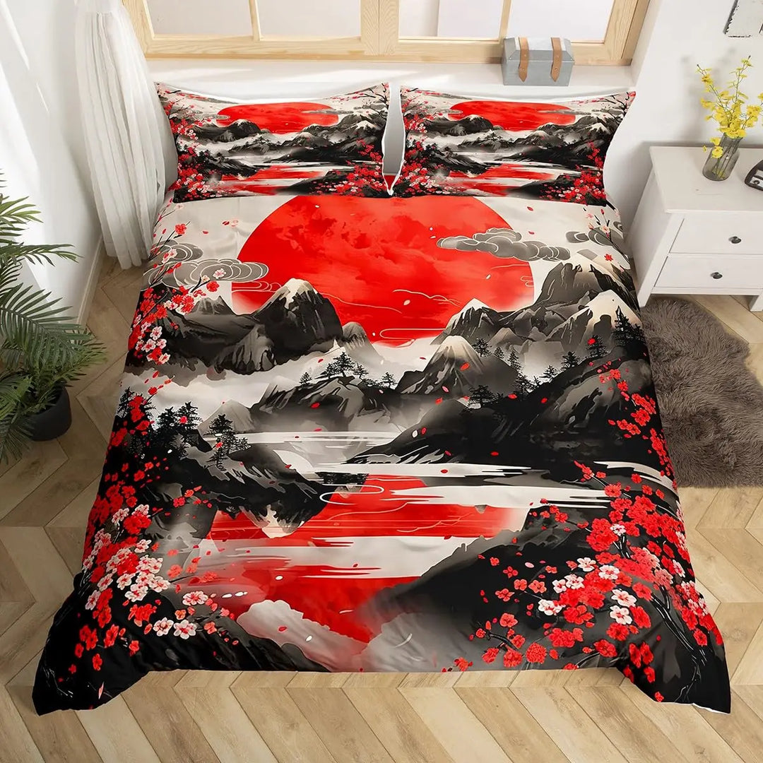 Parure de Lit à Imprimé Paysage Japonais