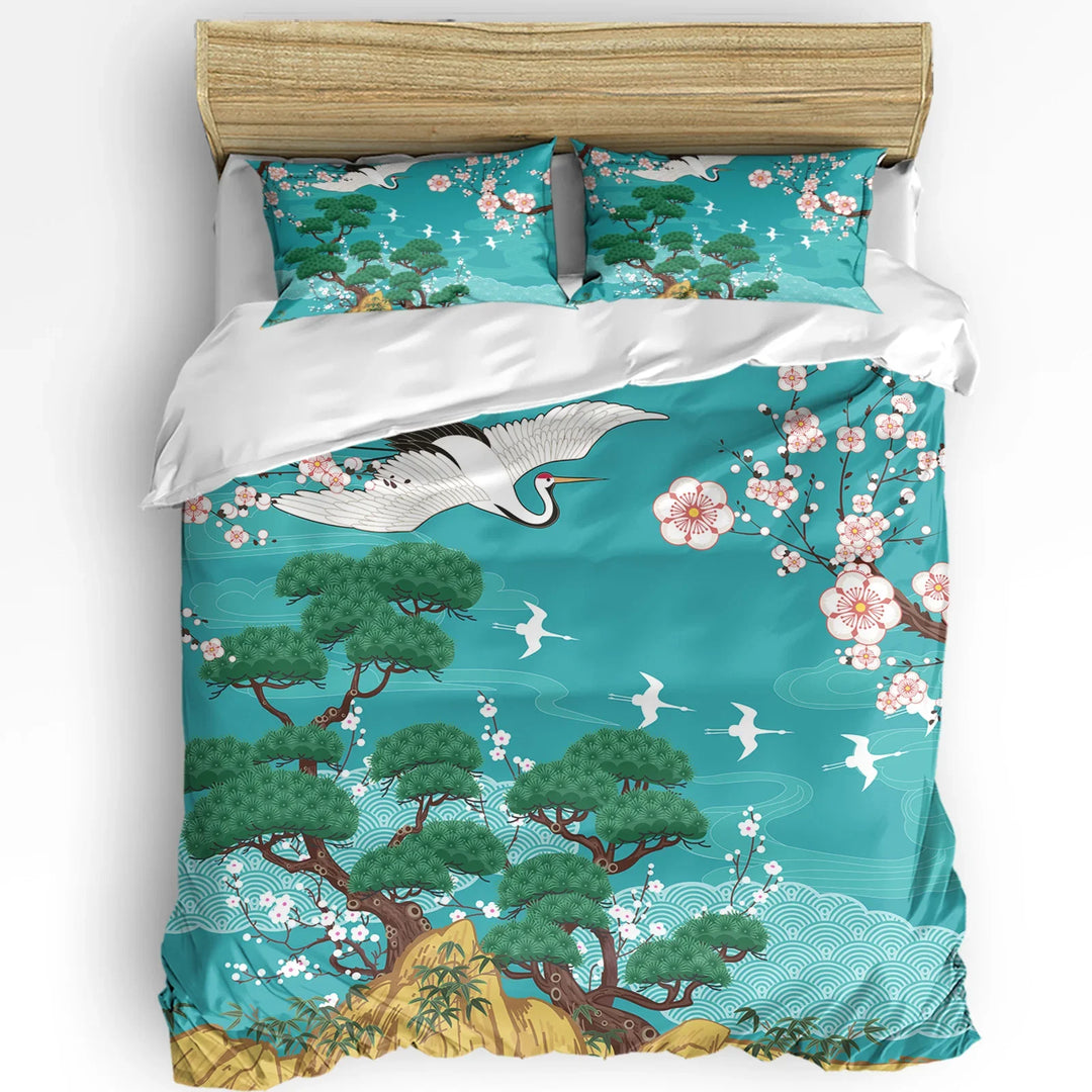 Parure de Lit Japonaise Bleue Nature  