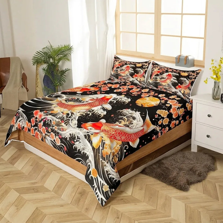Parure de Lit Japonaise Carpe Koi Unique