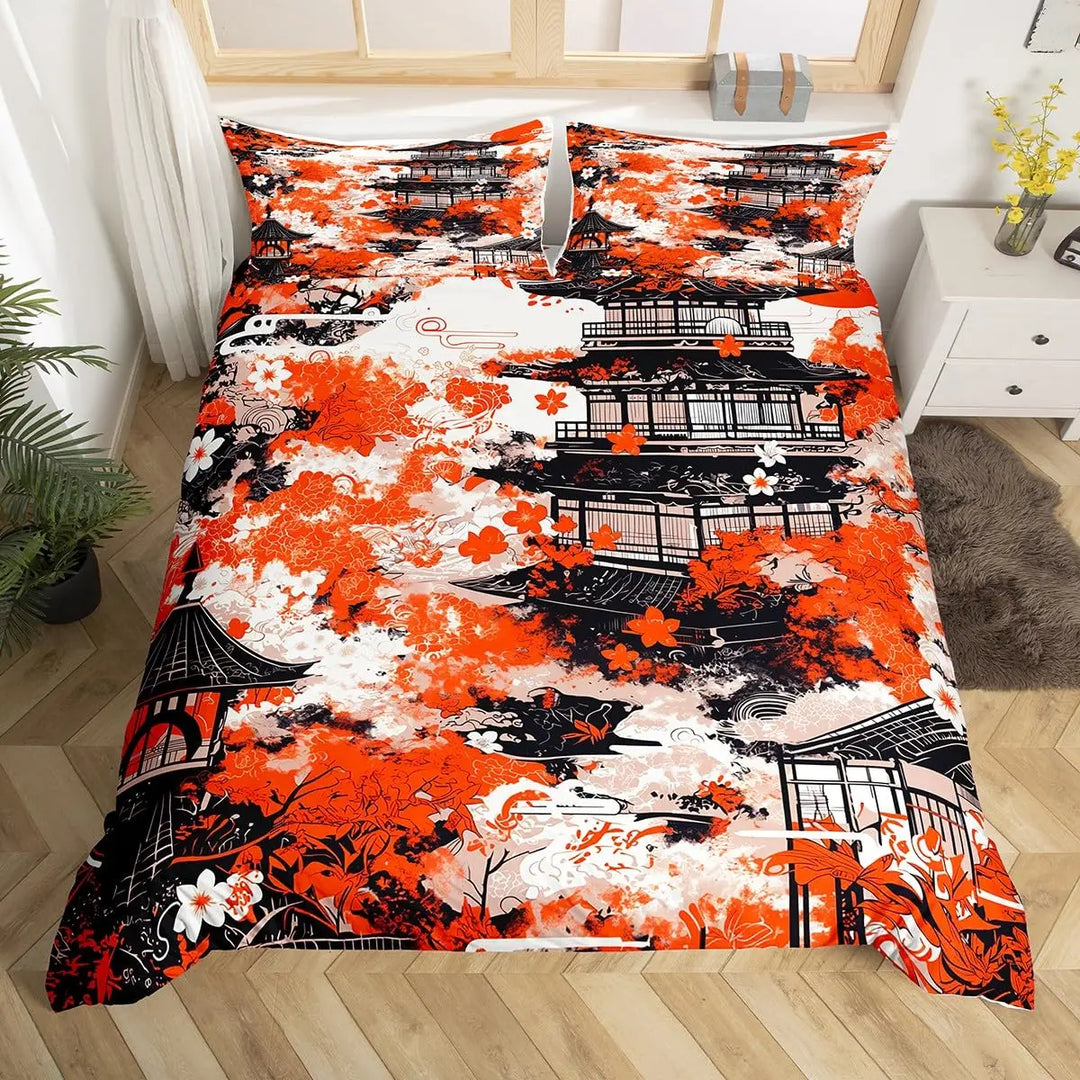 Parure de Lit Japonaise à Motif Paysager Design
