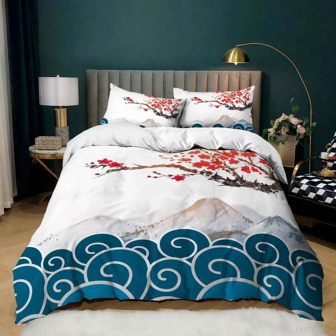 Parure de Lit Japonaise Motifs Fleur de Cerisier