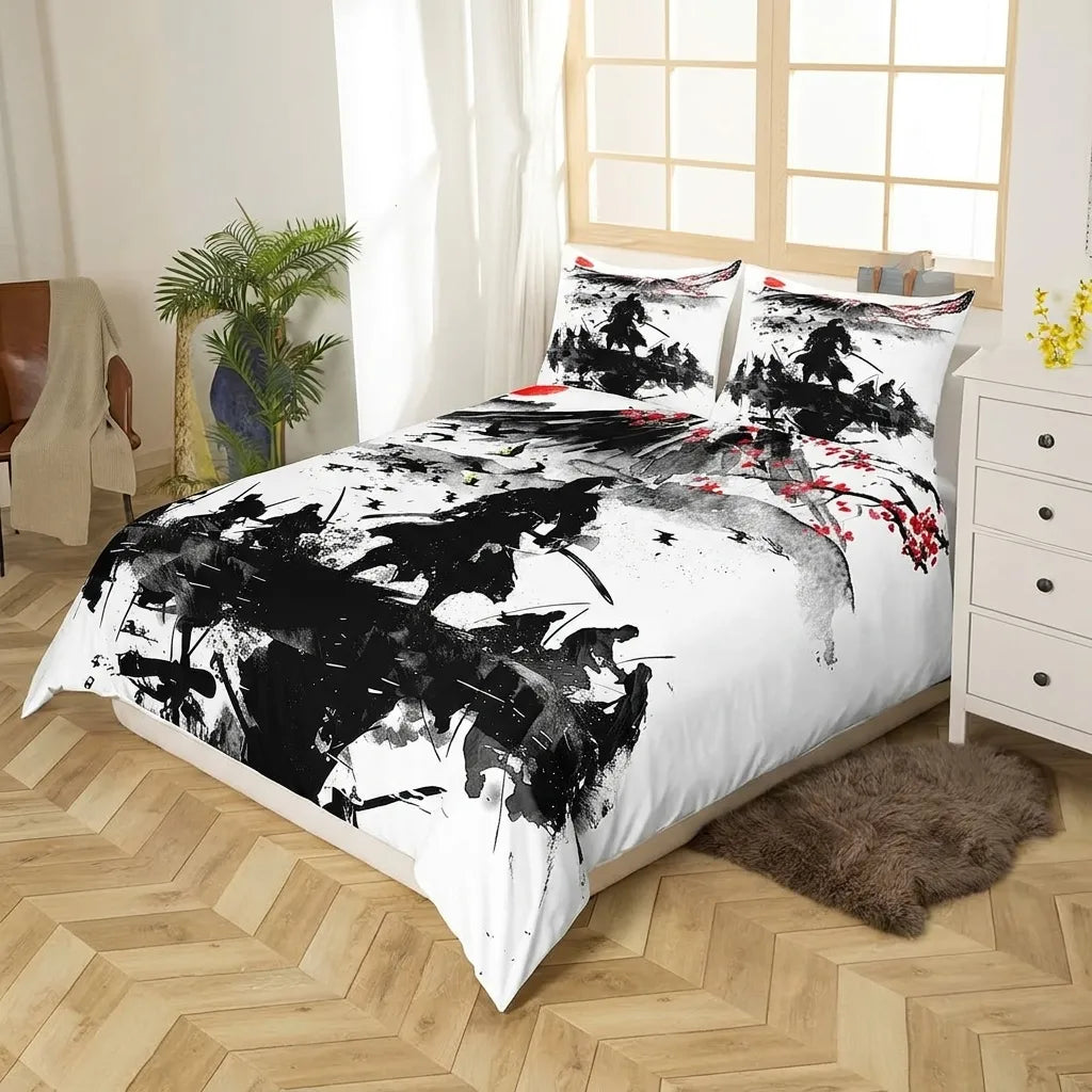 Parure de Lit Samouraï Noir et Blanc Chic