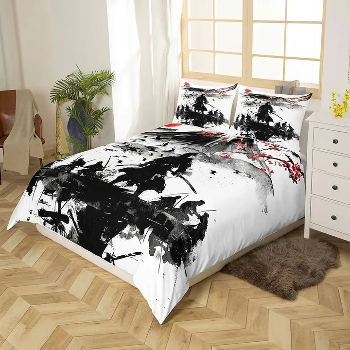 Parure de Lit Samouraï Noir et Blanc Chic