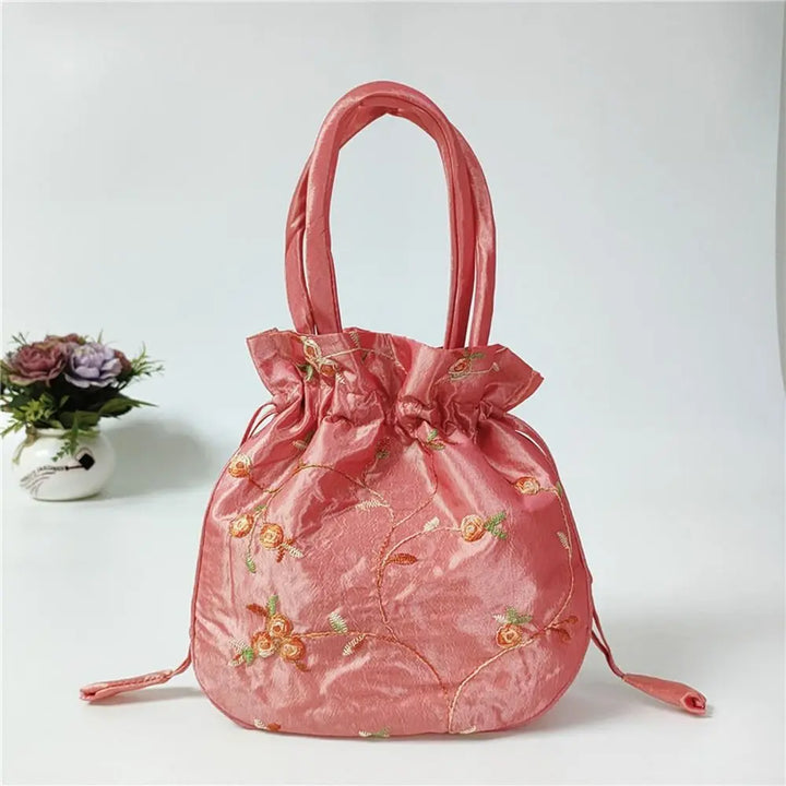 Petit Sac Japonais Brodé Rose