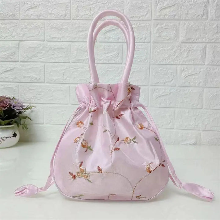 Petit Sac Japonais Brodé Rose clair