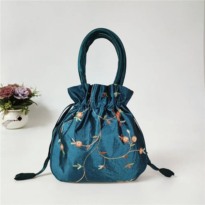 Petit Sac Japonais Brodé Vert