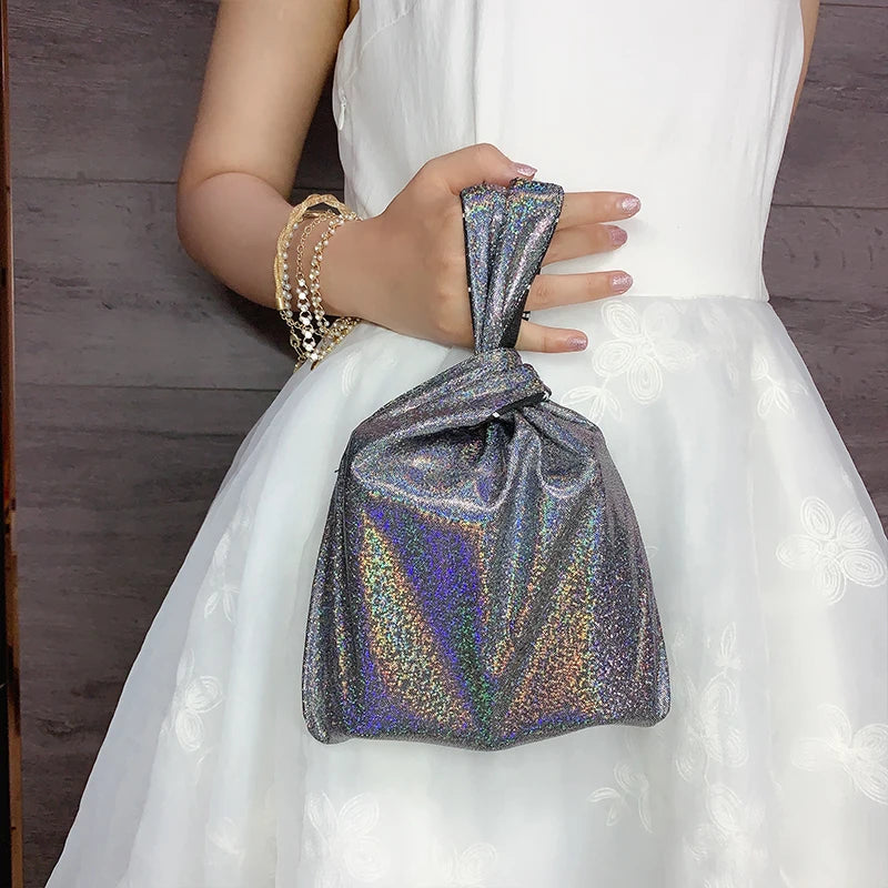 Petit Sac de Poignet Japonais Pailleté Gris