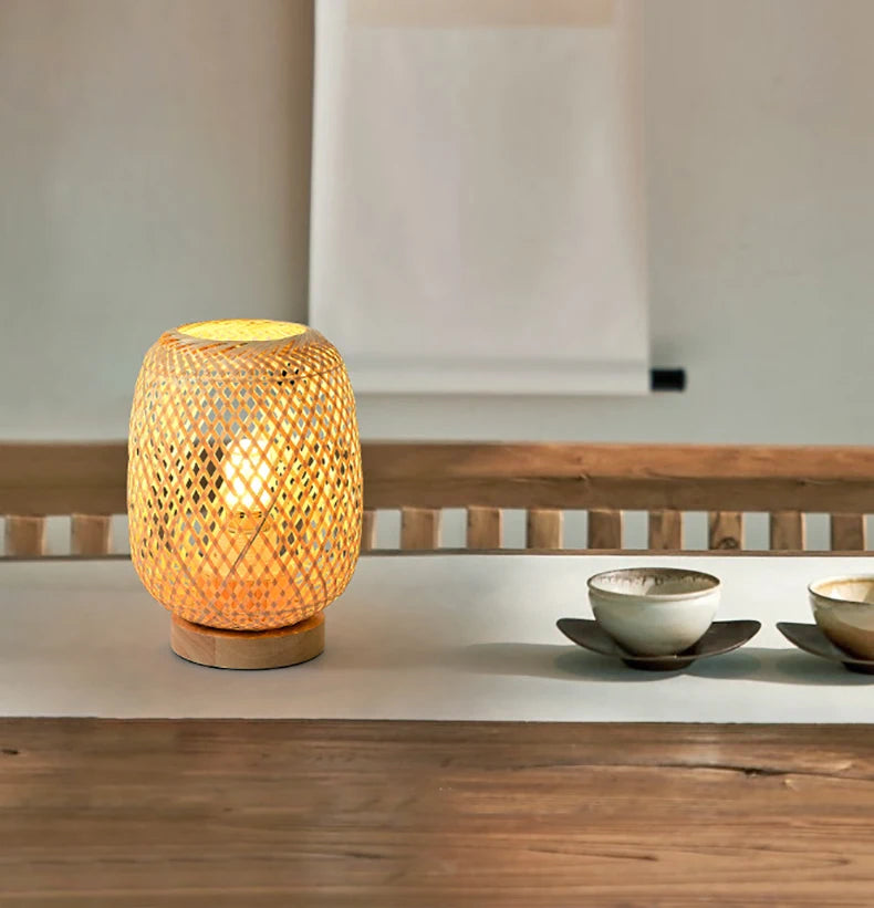 Petite Lampe Japonaise Décorative Tissée Naturelle