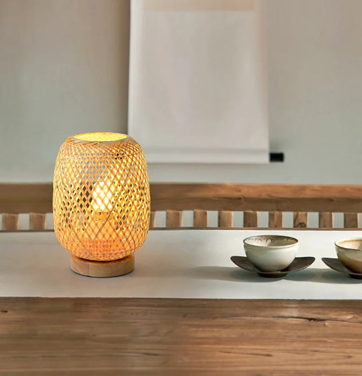 Petite Lampe Japonaise Décorative Tissée Naturelle
