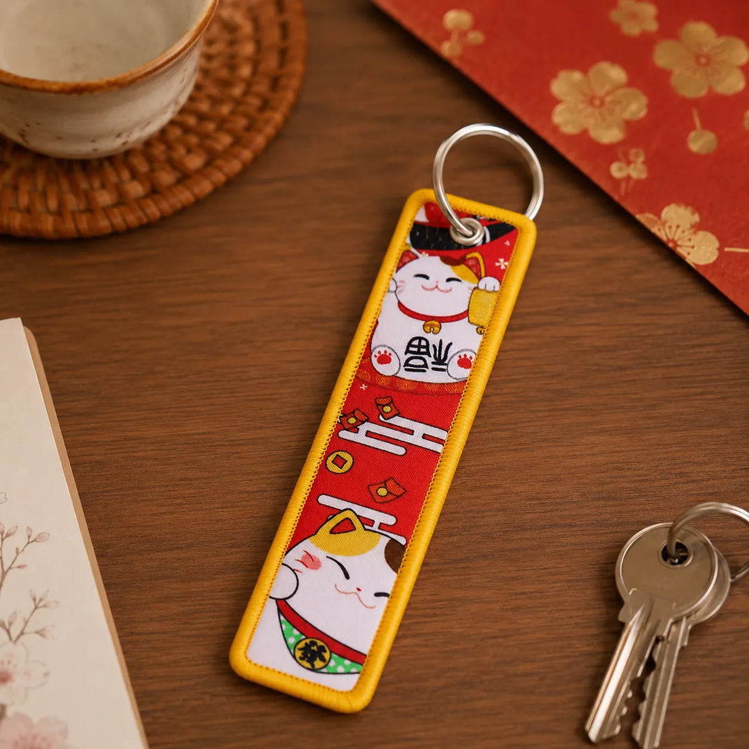 Porte-Clés Brodé Maneki Neko