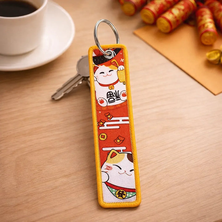 Porte-Clés Brodé Maneki Neko Unique