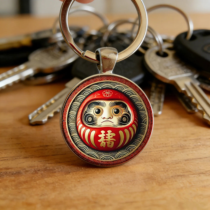 Porte-Clés Daruma en Métal Chic