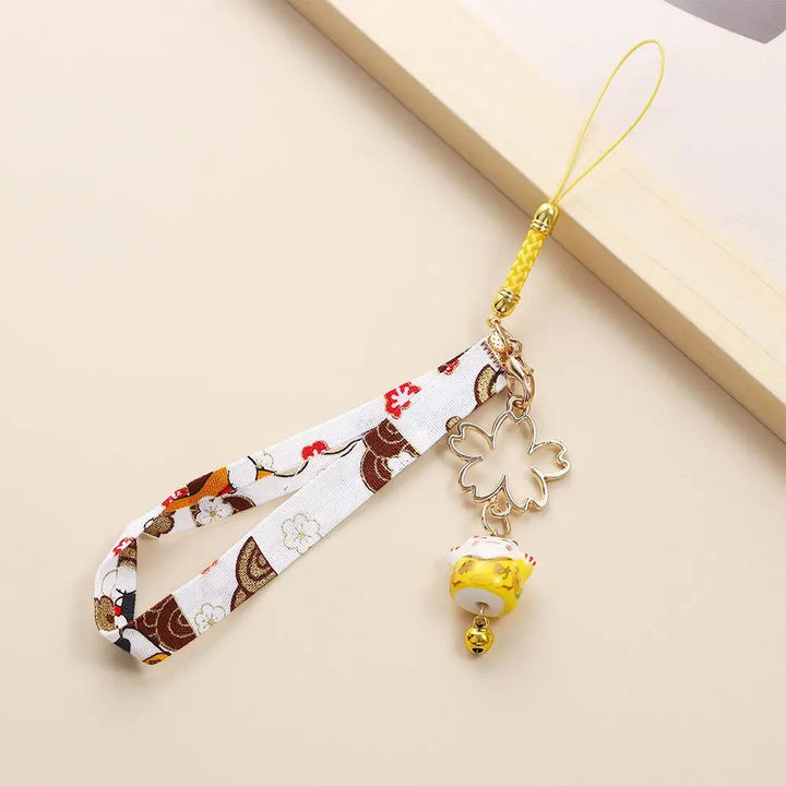 Porte-Clés Japonais Chat Meneki Neko Jaune