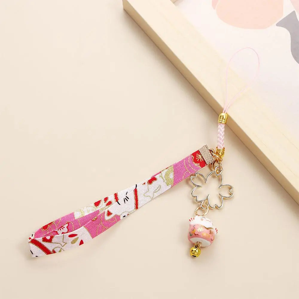 Porte-Clés Japonais Chat Meneki Neko Rose