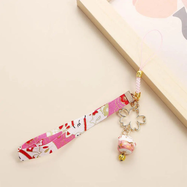 Porte-Clés Japonais Chat Meneki Neko Rose