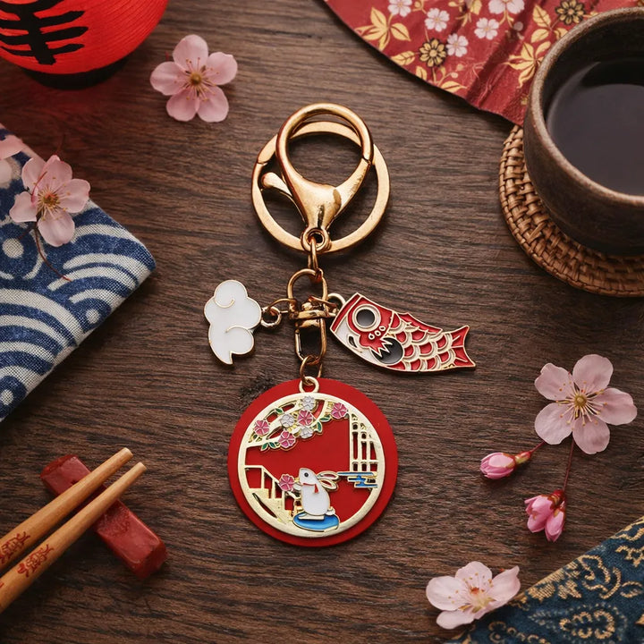 Porte-Clés Japonais Koi Lapin Unique