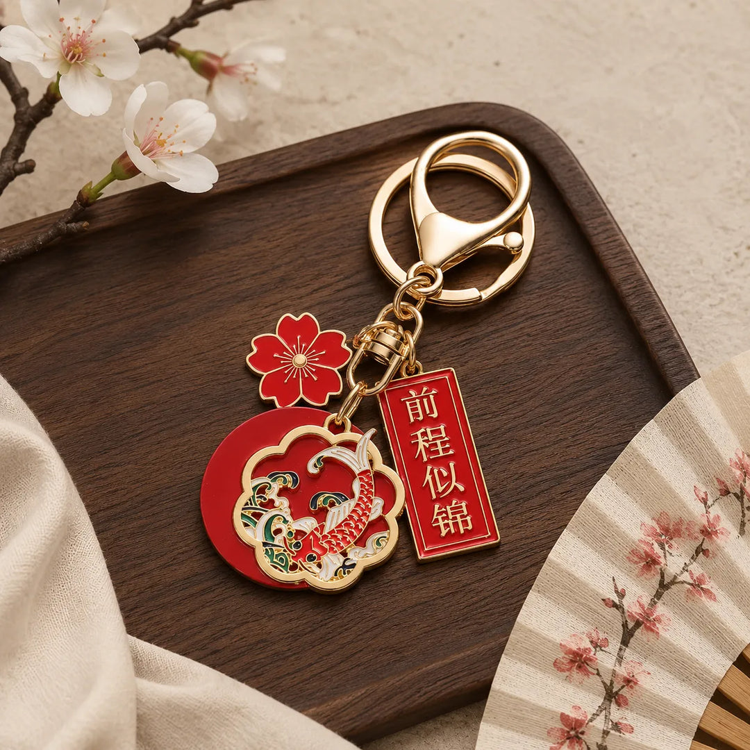 Porte-Clés Japonais Sakura Rouge Unique