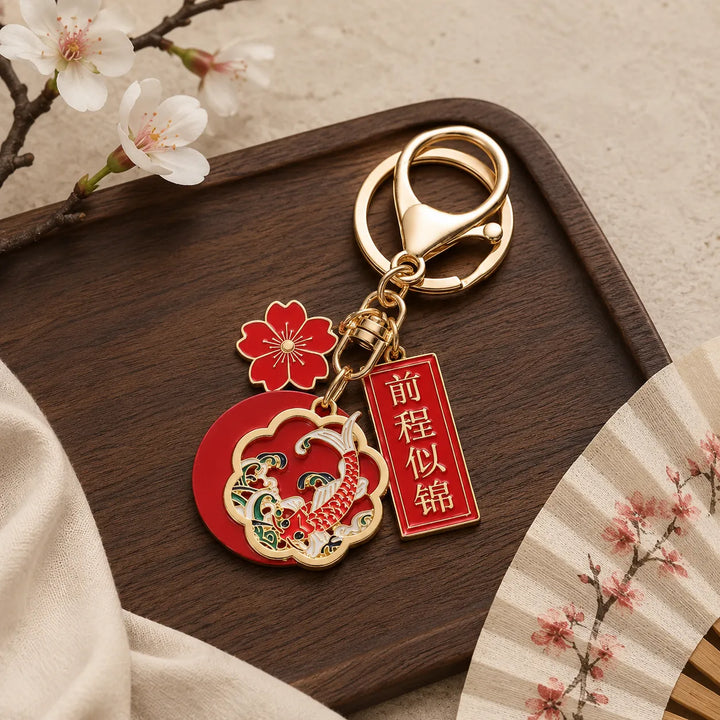 Porte-Clés Japonais Sakura Rouge Unique