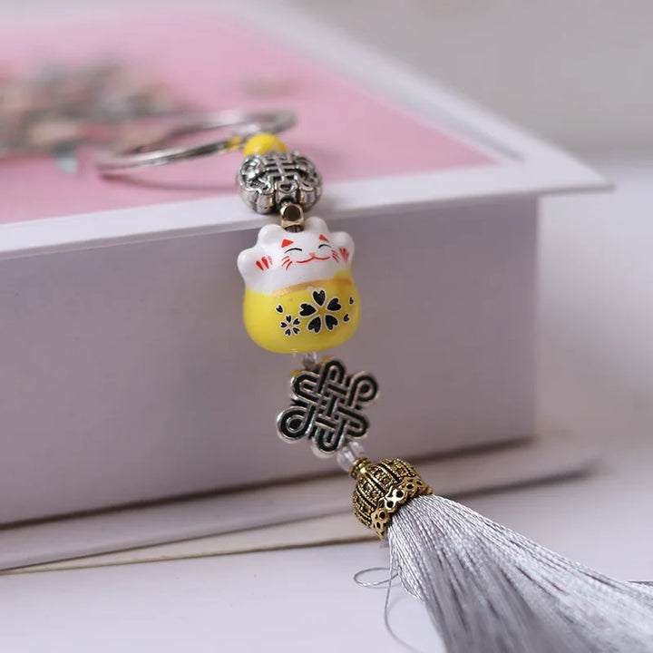 Porte-Clés Maneki Neko Porte-Bonheur Jaune