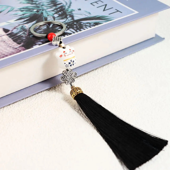 Porte-Clés Maneki Neko Porte-Bonheur Noir