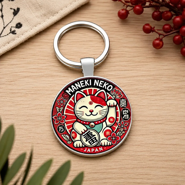 Porte-Clés Maneki Neko Porte-Bonheur en Métal