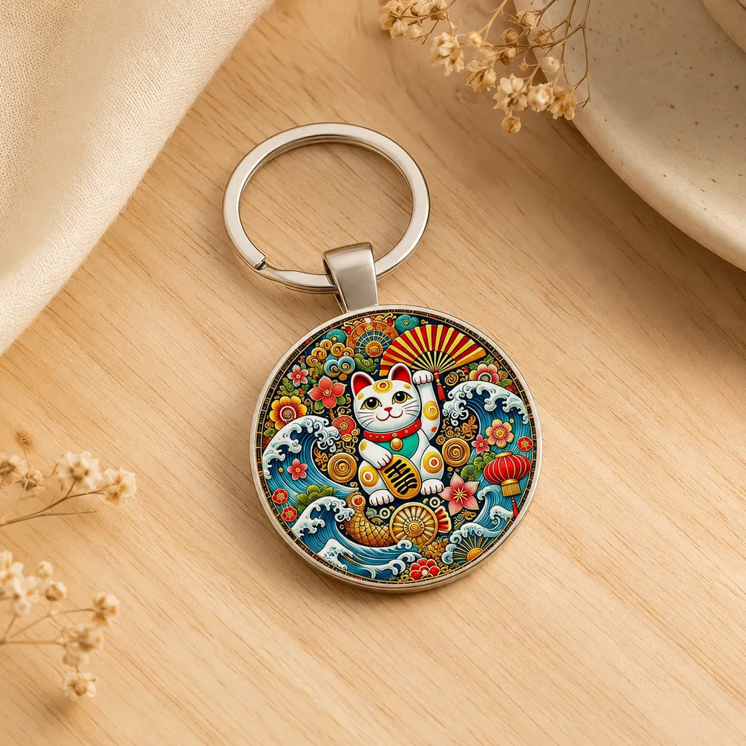 Porte-Clés Maneki Neko Vagues