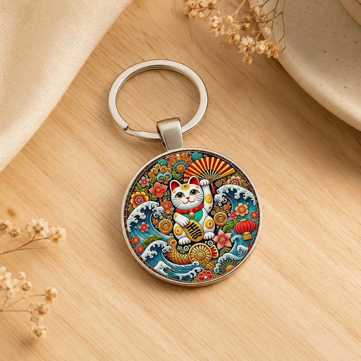 Porte-Clés Maneki Neko Vagues