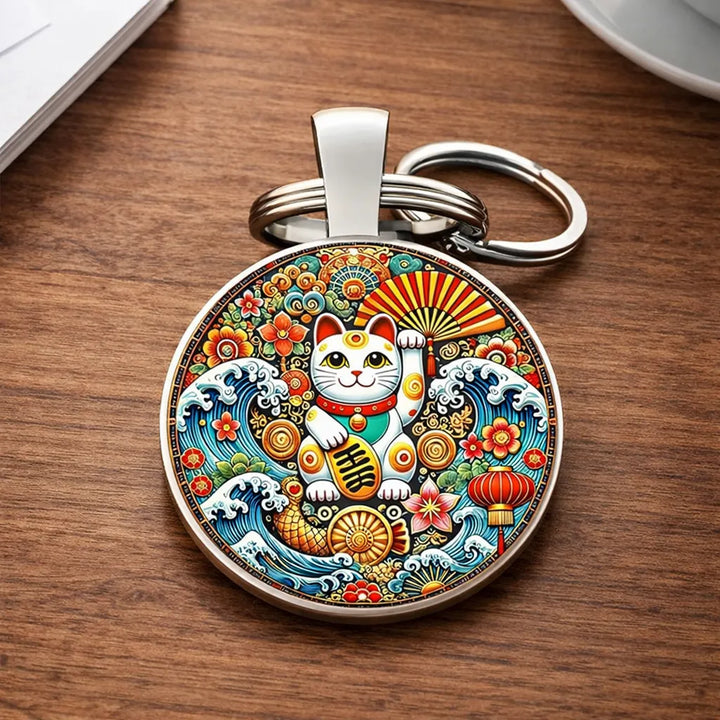 Porte-Clés Maneki Neko Vagues Unique