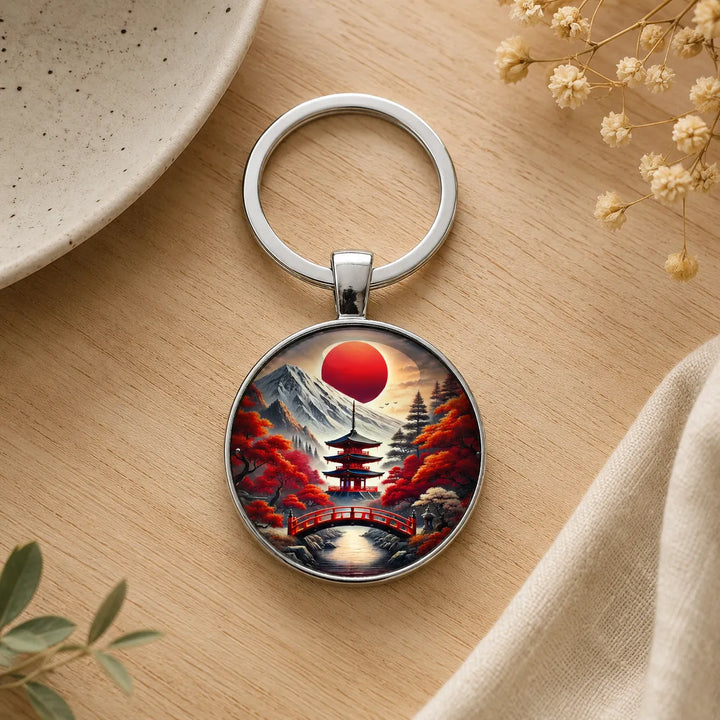 Porte-Clés Paysage Japonais Rouge