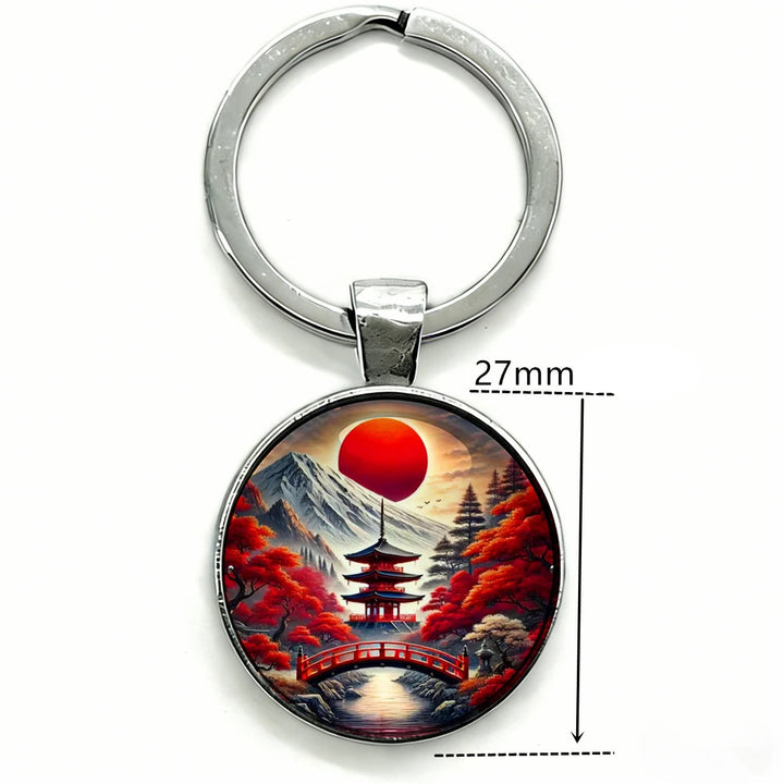 Porte-Clés Paysage Japonais Rouge Unique