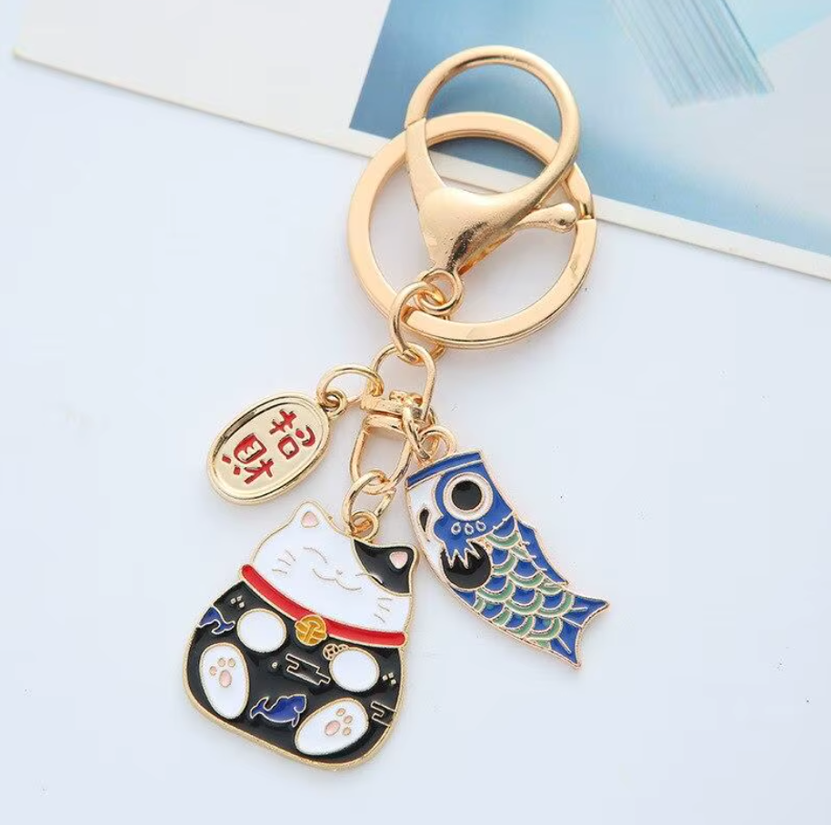Porte-clés Japonais Maneki Koi unique