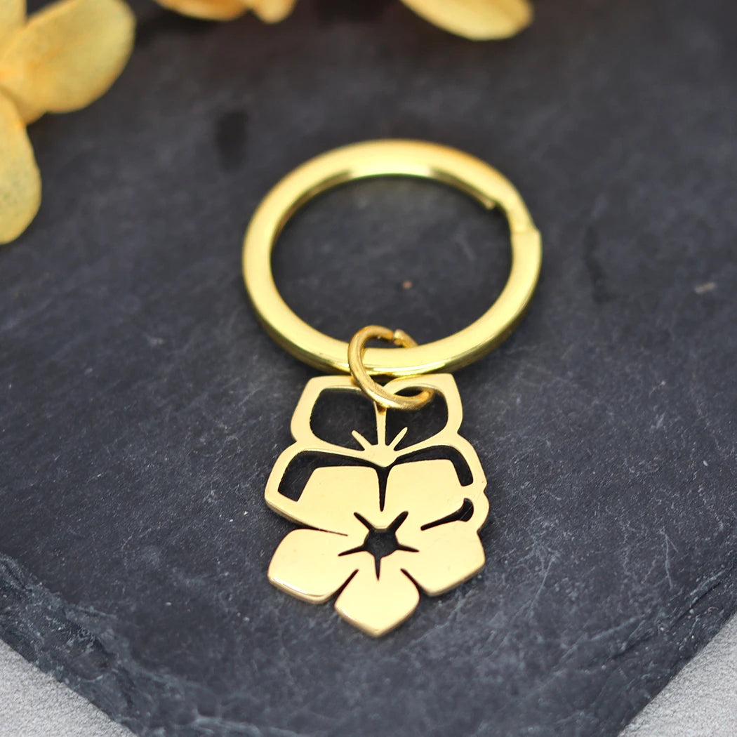 Porte-clés Métallique Sakura Doré