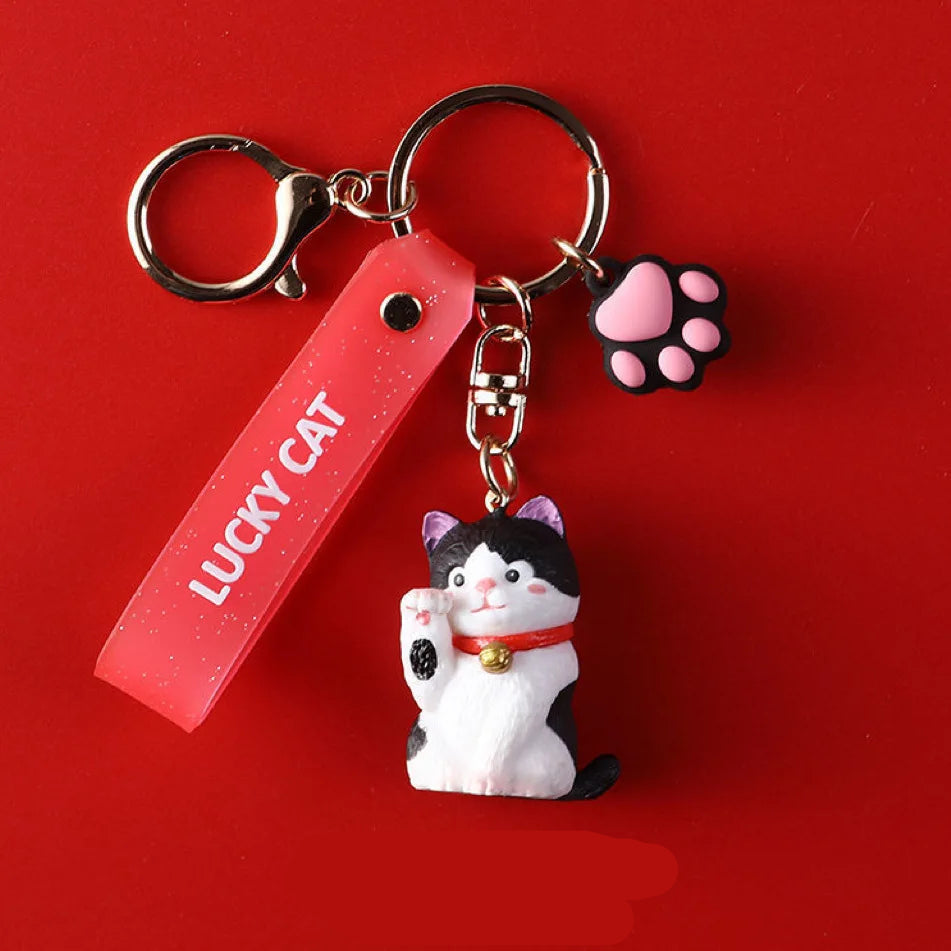 Porte-clés Maneki Neko Porte-Bonheur rouge