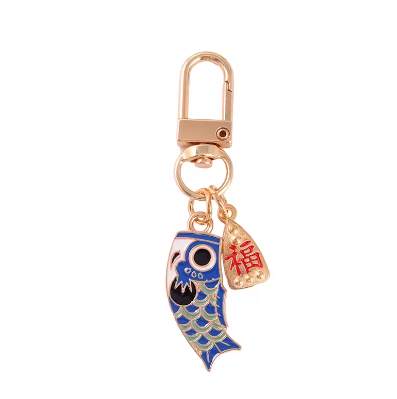 Porte-clef Japonais à Breloques bleu