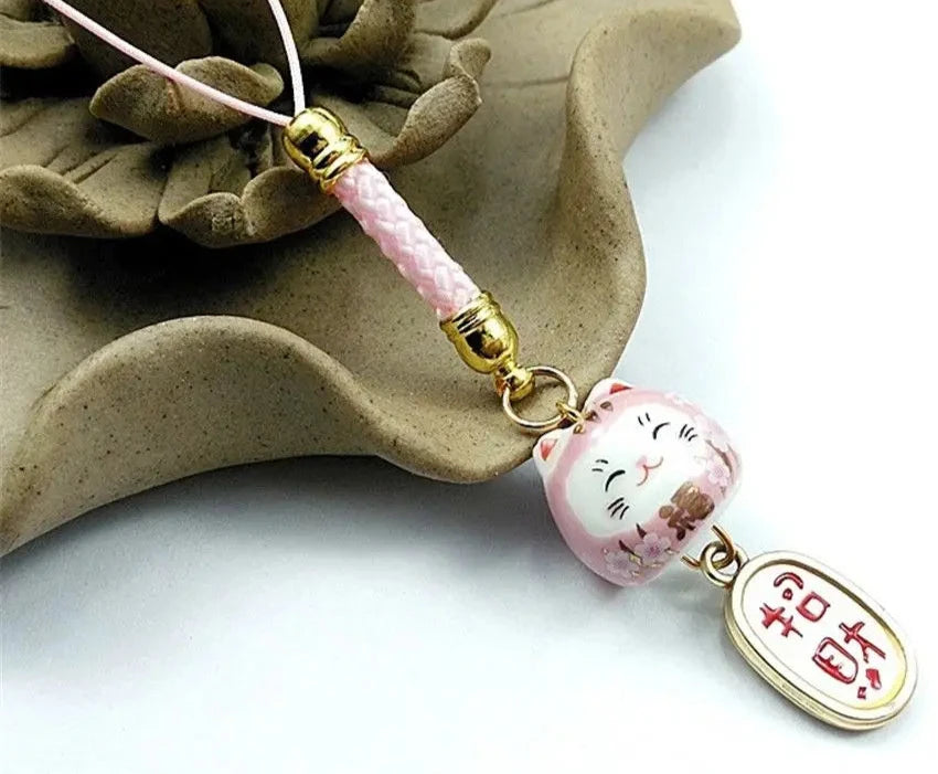 Porte-clef Japonais Porte-bonheur rose