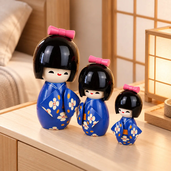 Poupée Japonaise Kokeshi Bleu