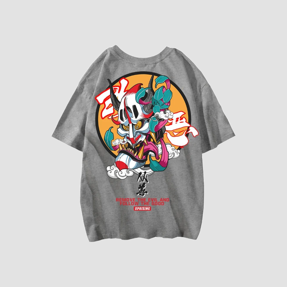 T-shirt Streetwear Japonais gris