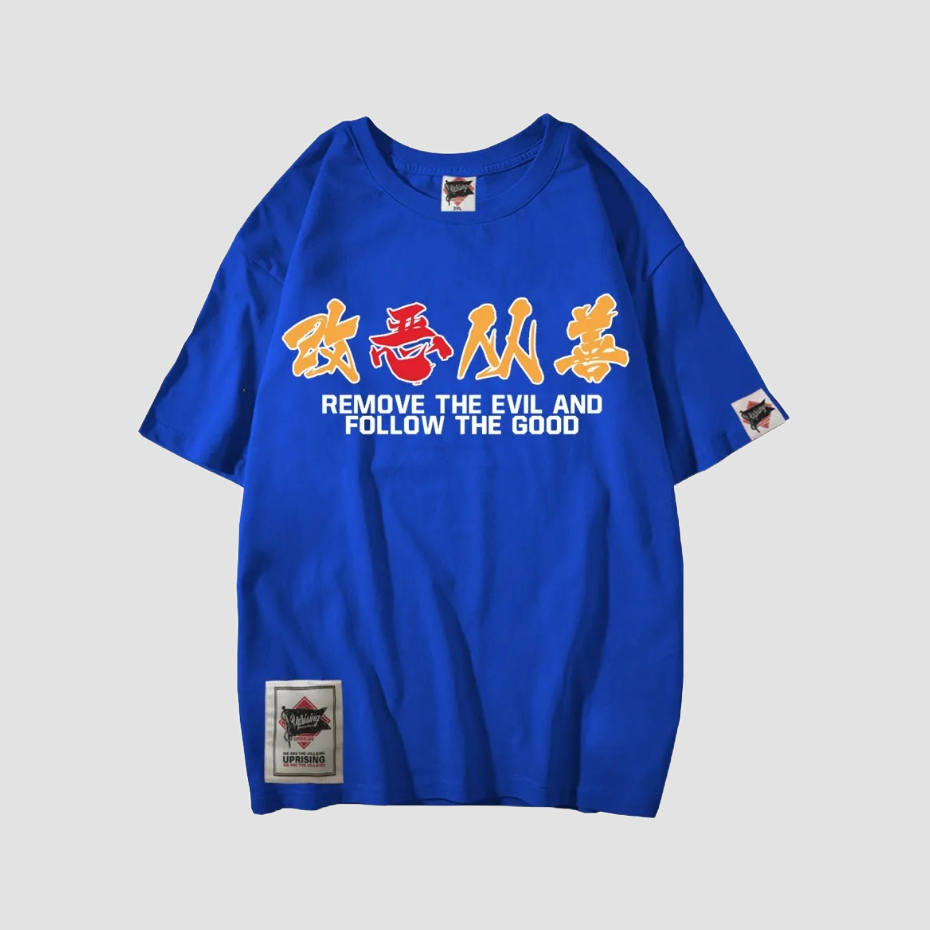 T-shirt Streetwear Japonais bleu