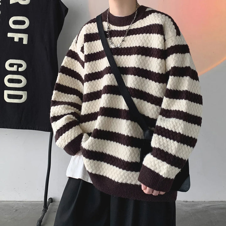Pull Japonais Ample à Rayures stylé