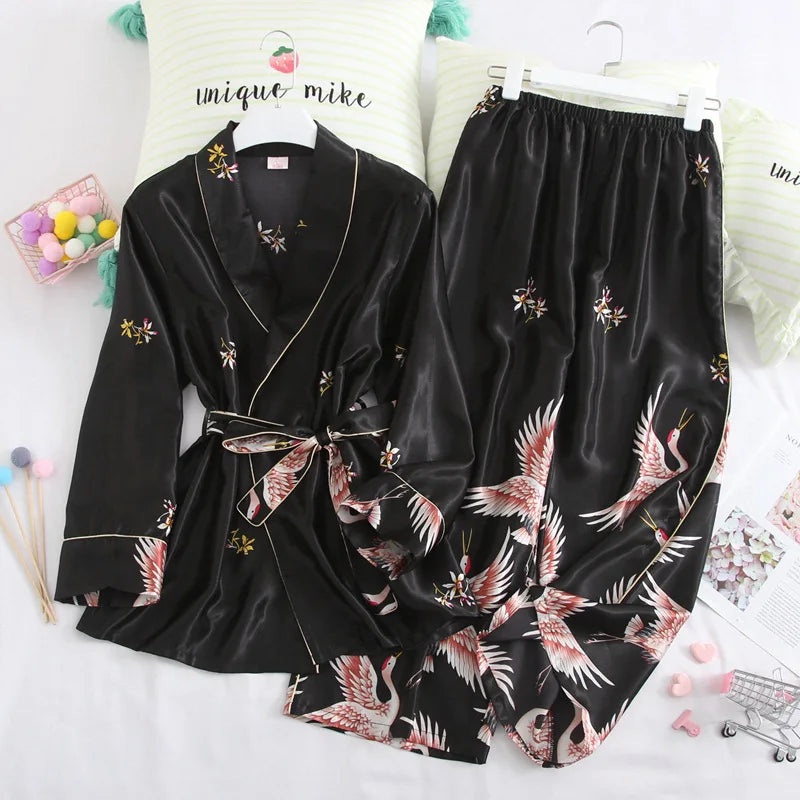 Pyjama Femme Grues noir