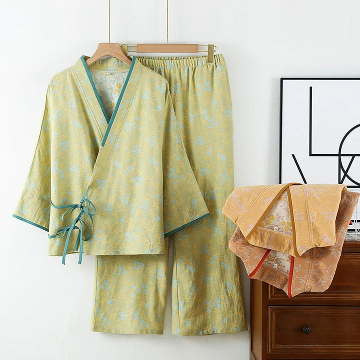 Pyjama Japonais Ample Confortable Vert