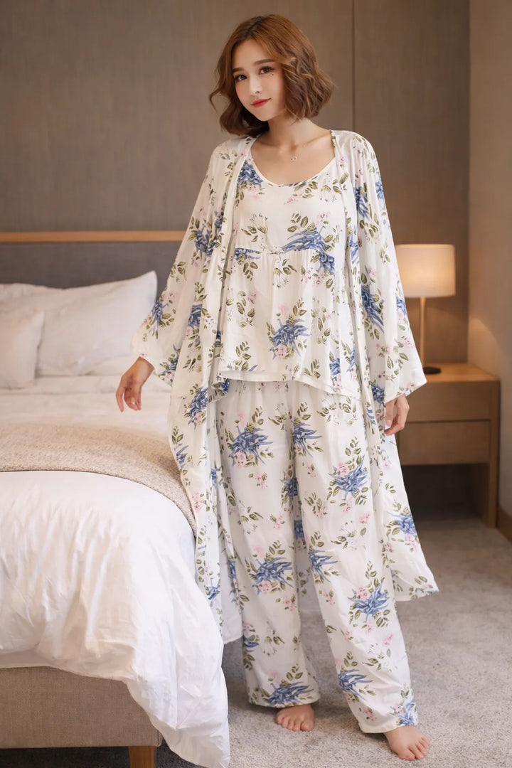 Pyjama Japonais Femme 3 Pièces Fleuri