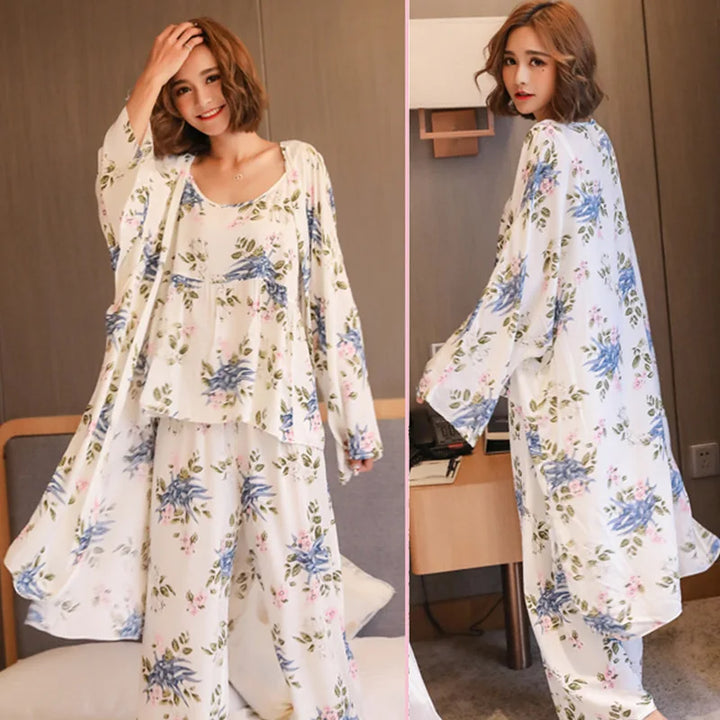Pyjama Japonais Femme 3 Pièces Fleuri Chic