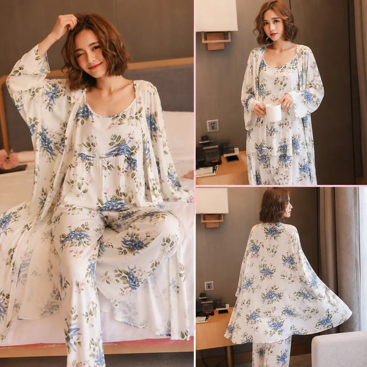 Pyjama Japonais Femme 3 Pièces Fleuri Unique